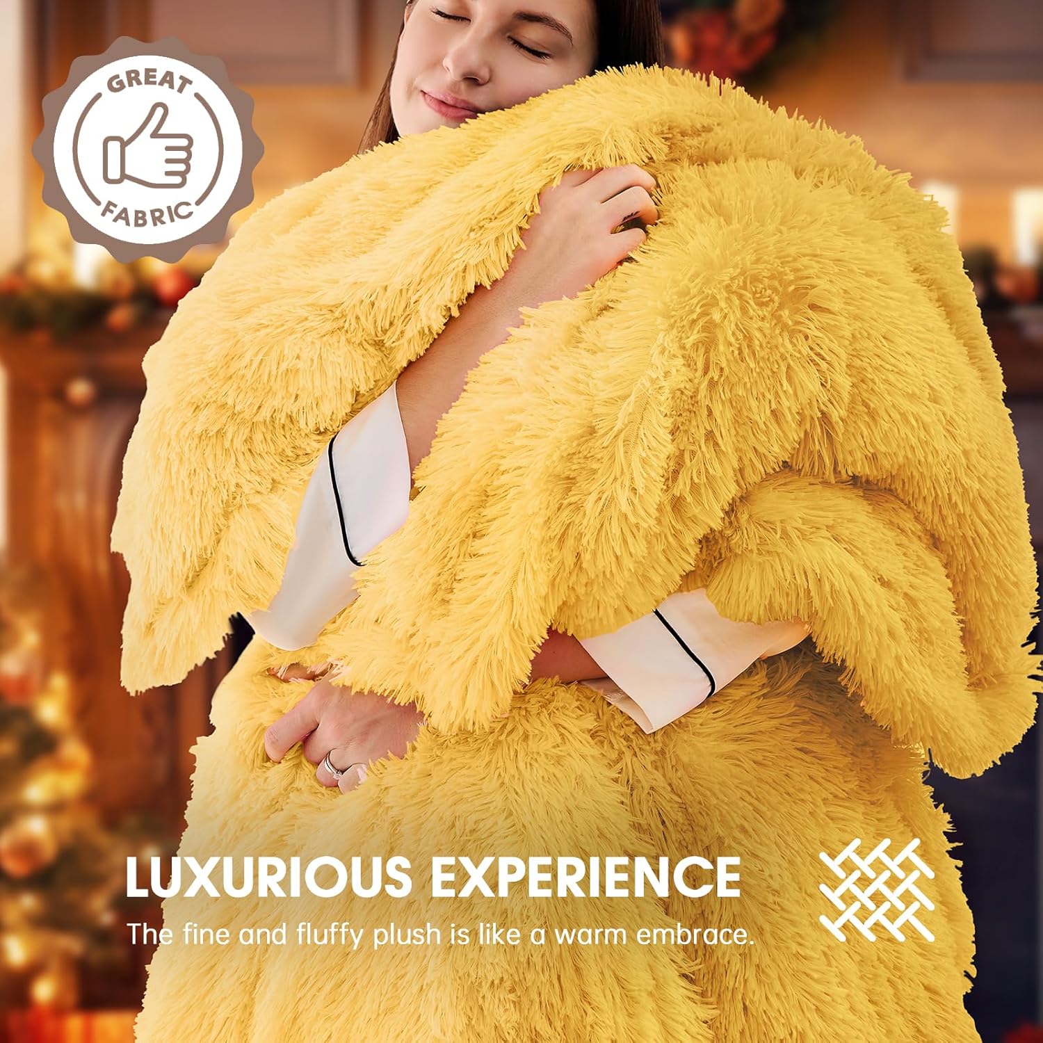 Heated Electric Blanket Queen–Faux Fur with Soft Thick SherpaWarm Winter Birthday Gifts for Women Grandma,Dual Control,10 Heat Settings,5 Time Settings, 84x90, Beige