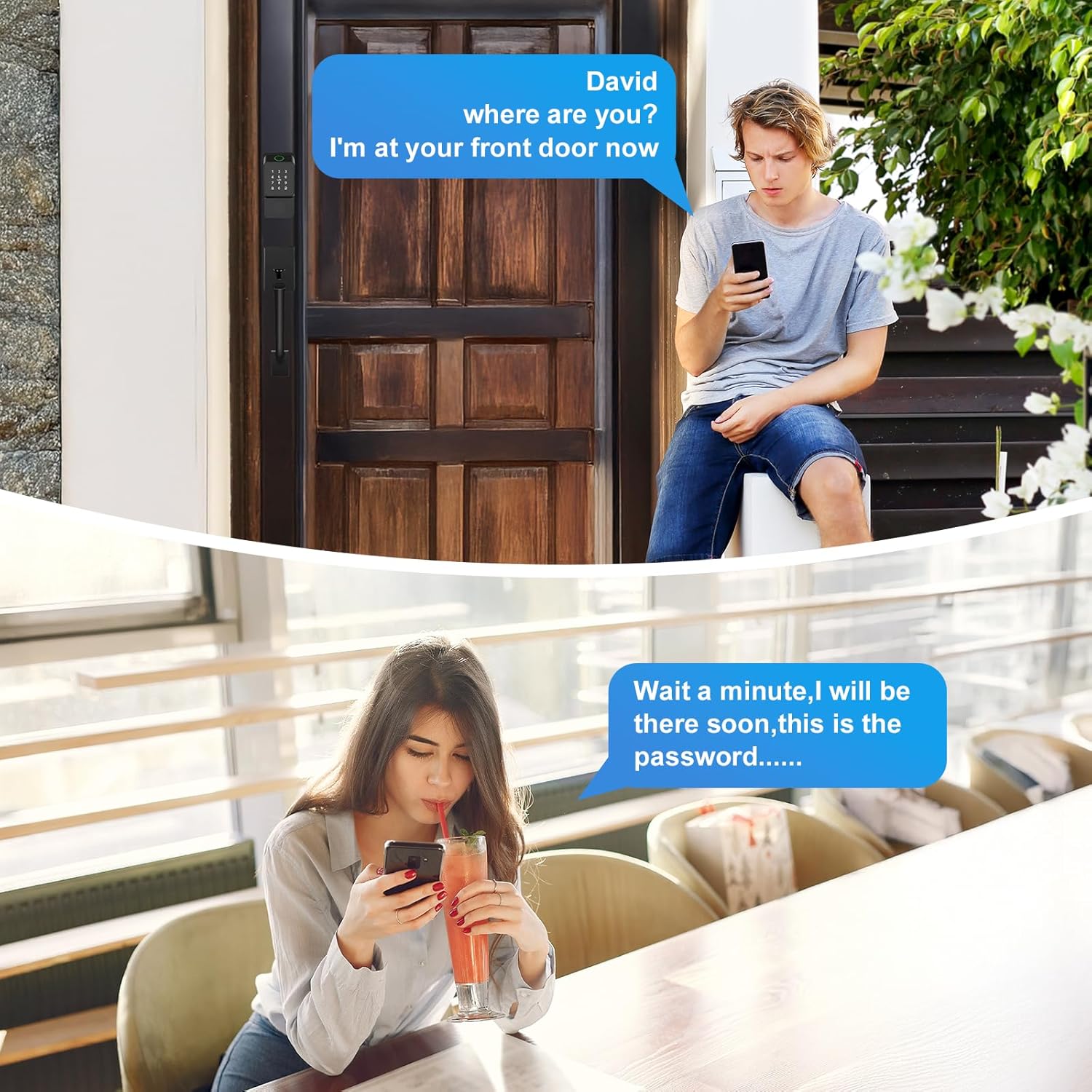 WiFi Smart Door Lock Keyless Entry with Gateway and Handles Fingerprint Touchscreen Keypad IC Card Key APP Type-C Charging Unlocking 6 in 1 Electric Biometric Digital Deadbolt for Front Doors