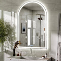 BEAUTYPEAK 48x30 LED Arch Bathroom Mirror with Lights, Anti-Fog, Dimmable, Backlit + Front Lit, Lighted Bathroom Vanity Mirror for Wall, 3 Colors, Memory Function, Tempered Glass, Shatter-Proof