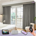 Graywind Rechargeable Smart Curtains Compatible with Alexa App Remote Control Motorized Drape for Sliding Door One-Way or Split Draw, Custom Width Up to 220" (Vintage Grey)