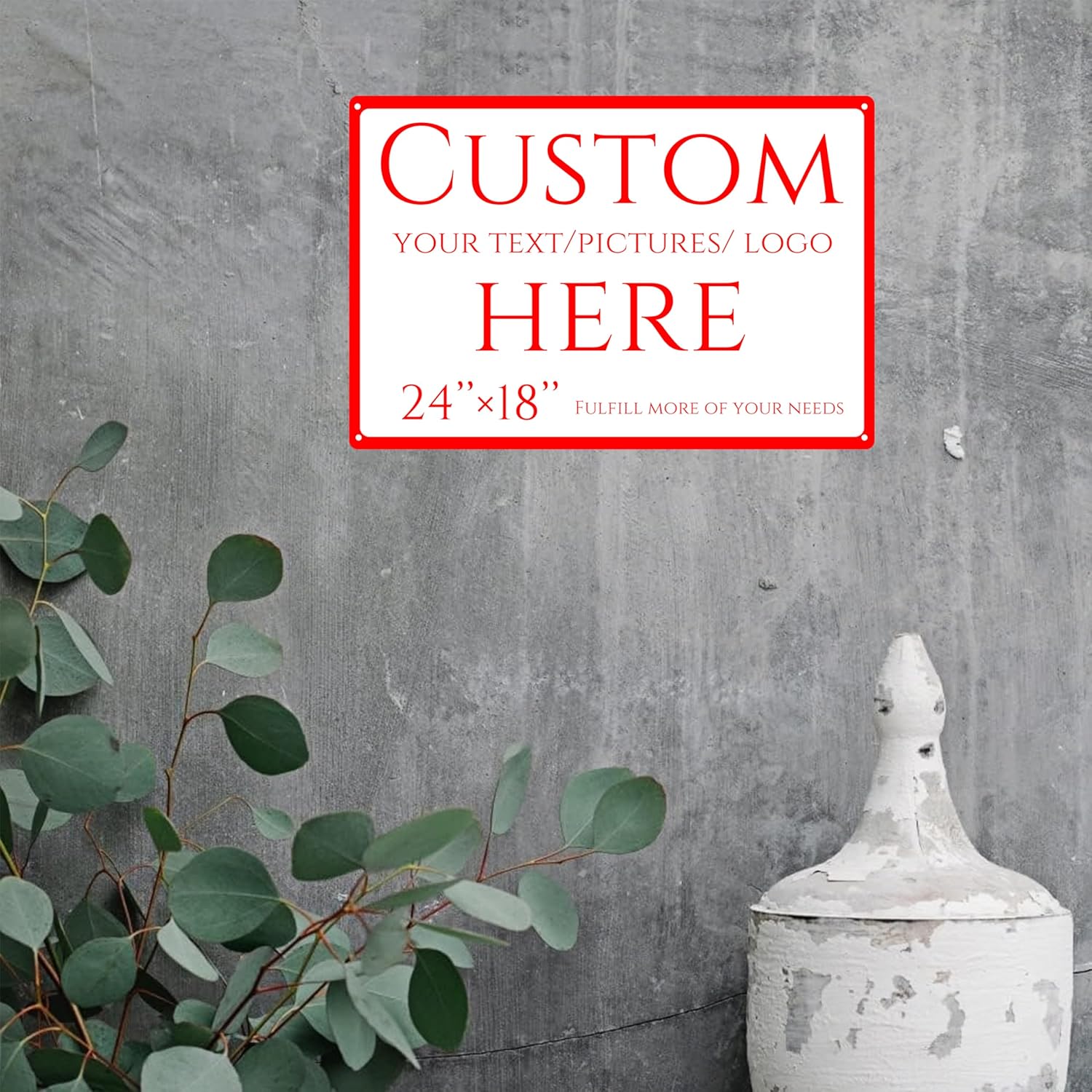 Custom Sign, personalized metal sign，Aluminum Weatherproof Metal Sign Multiple Sizes, Reflective double-sided,Customize for Business, Workplace, office, Home, Delivery Signs(24 * 18 Inch)