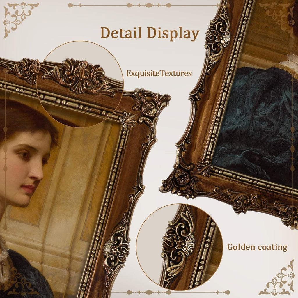 8x10 Picture Frames with Embossed Vines Design and Glass Front Hand-Crafted Resin Photo Frame with Easel & Hook for Tabletop & Wall Hanging Ornate Baroque Vintage Home Room Decor (Bronze)
