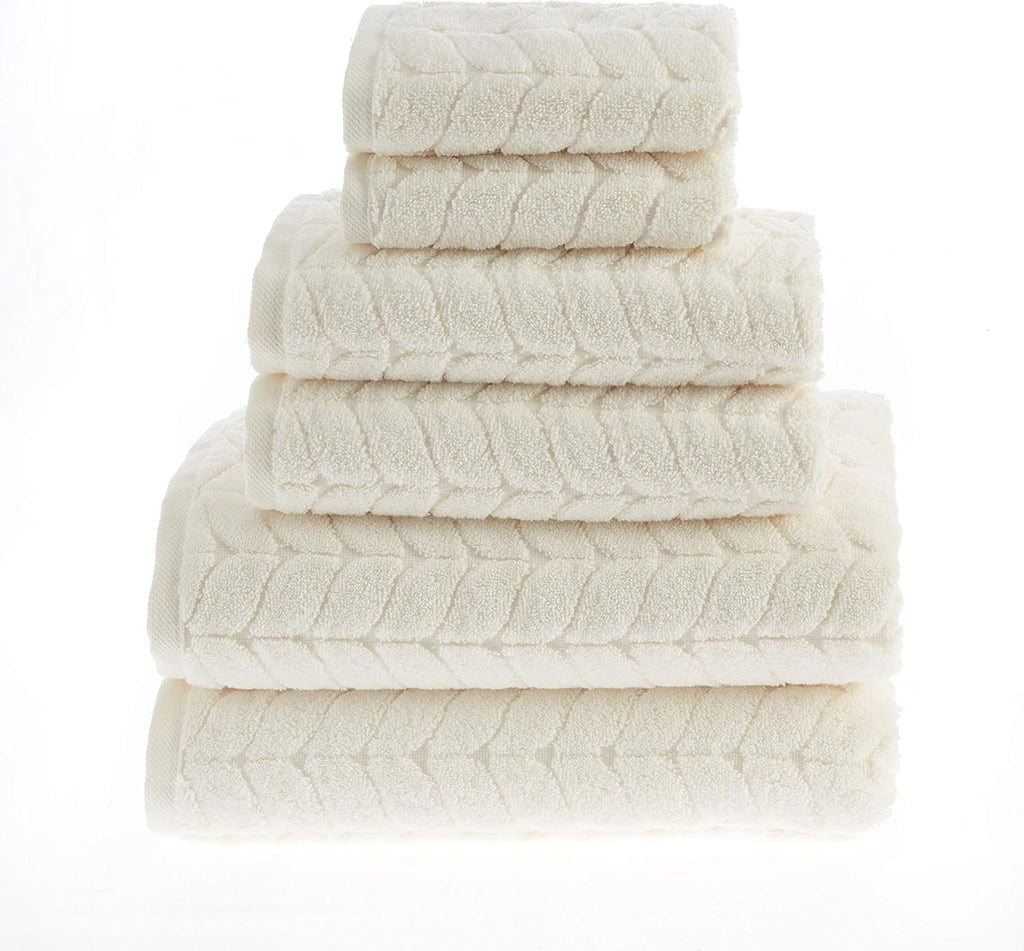 BAGNO MILANO Turkish Bath Towels, Soft Plush Jacquard Luxury Bath Towels, Quick Dry Towel Set (Cream, 6 pcs Towel Set)