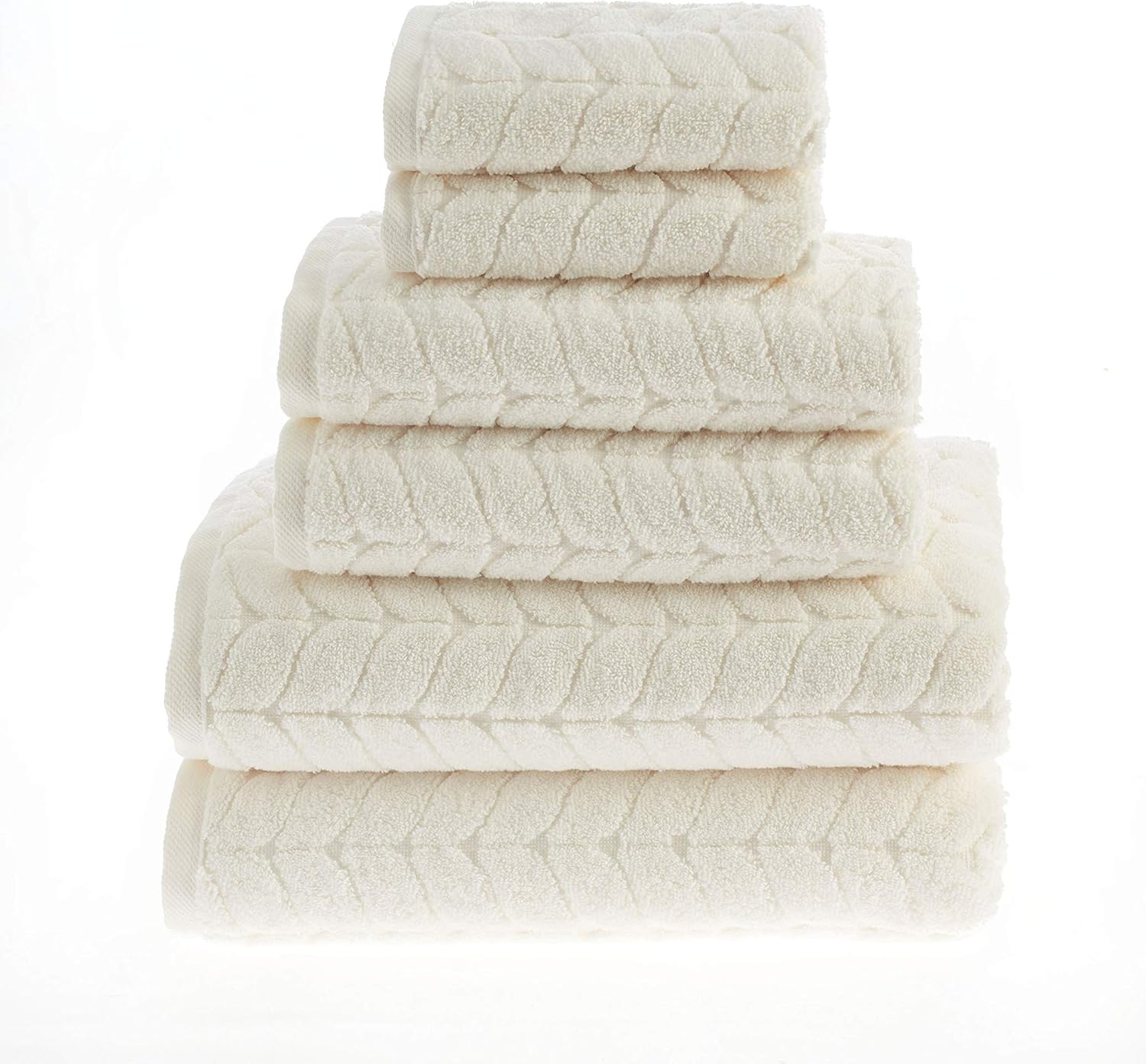 BAGNO MILANO Turkish Bath Towels, Soft Plush Jacquard Luxury Bath Towels, Quick Dry Towel Set (Cream, 6 pcs Towel Set)