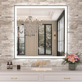 Amorho 36"x36" LED Bathroom Mirror with Black Frame, Front Light and Backlit(Controlled Separately), Stepless Dimmable, Anti-Fog, Shatter-Proof, 3 Colors, Memory
