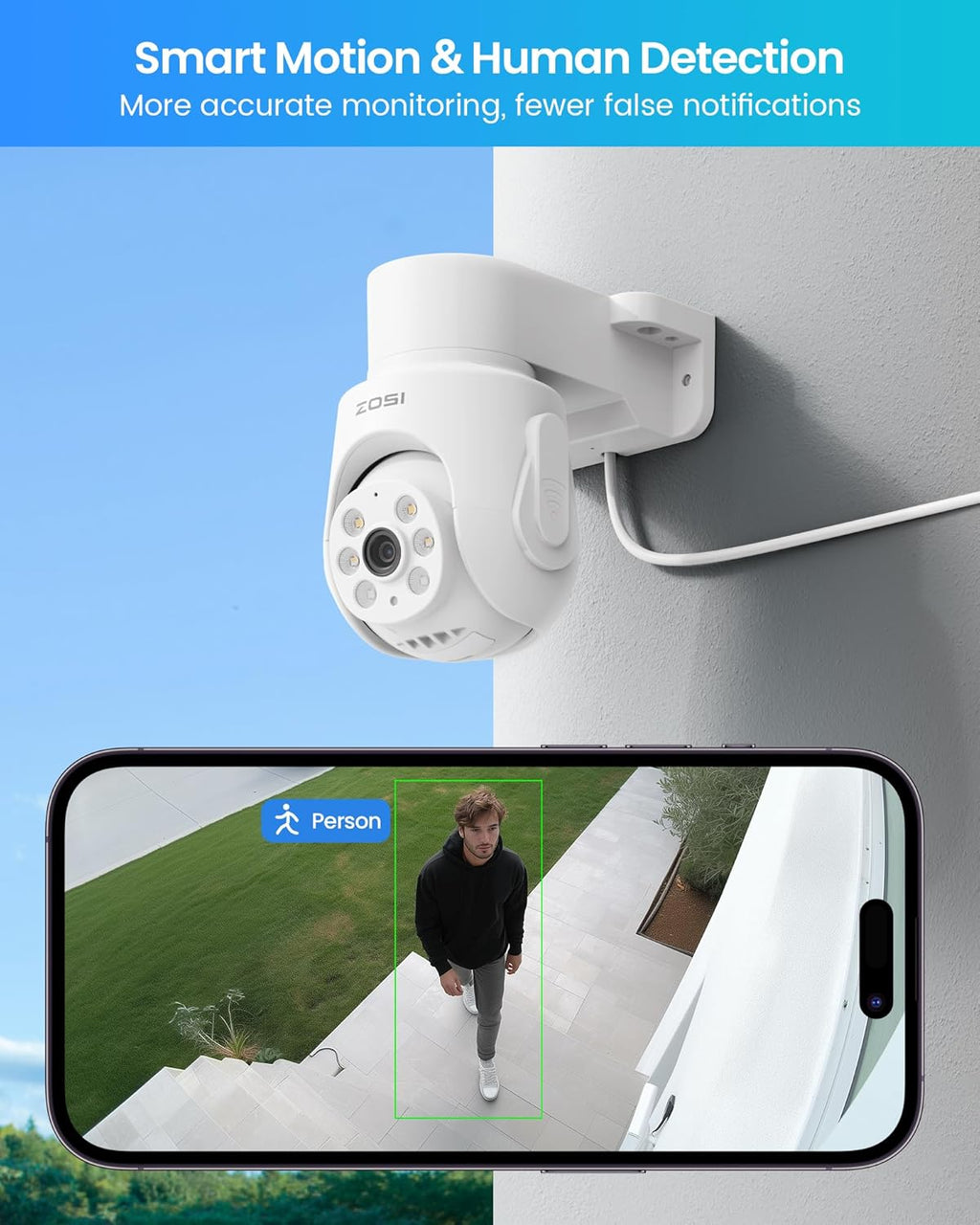 ZOSI 8CH 5MP Wi-Fi 6 Security Camera System with 12" LCD Monitor,4pcs 5mp Pan Tilt Plug-in WiFi Cameras Outdoor Indoor,AI Person Detection,Color Night Vision,2-Way Audio,1TB HDD for 24/7 Recording