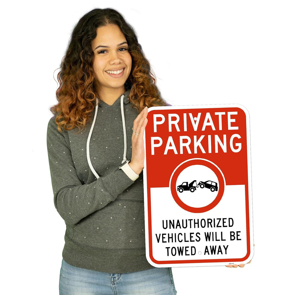 Brimar 12"x18" Private Parking Sign - Rust Free Aluminum, Weatherproof, Clear Designation for Private Parking Areas, Essential for Property Owners.