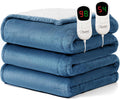 Homemate Electric Heated Blanket King Size - 100"x90" Heating Blanket King Size Dual Control 1/2/4/6/8 Hours Auto-Off 10 Heat Level Over-Heat Protection Flannel Sherpa ETL Certification