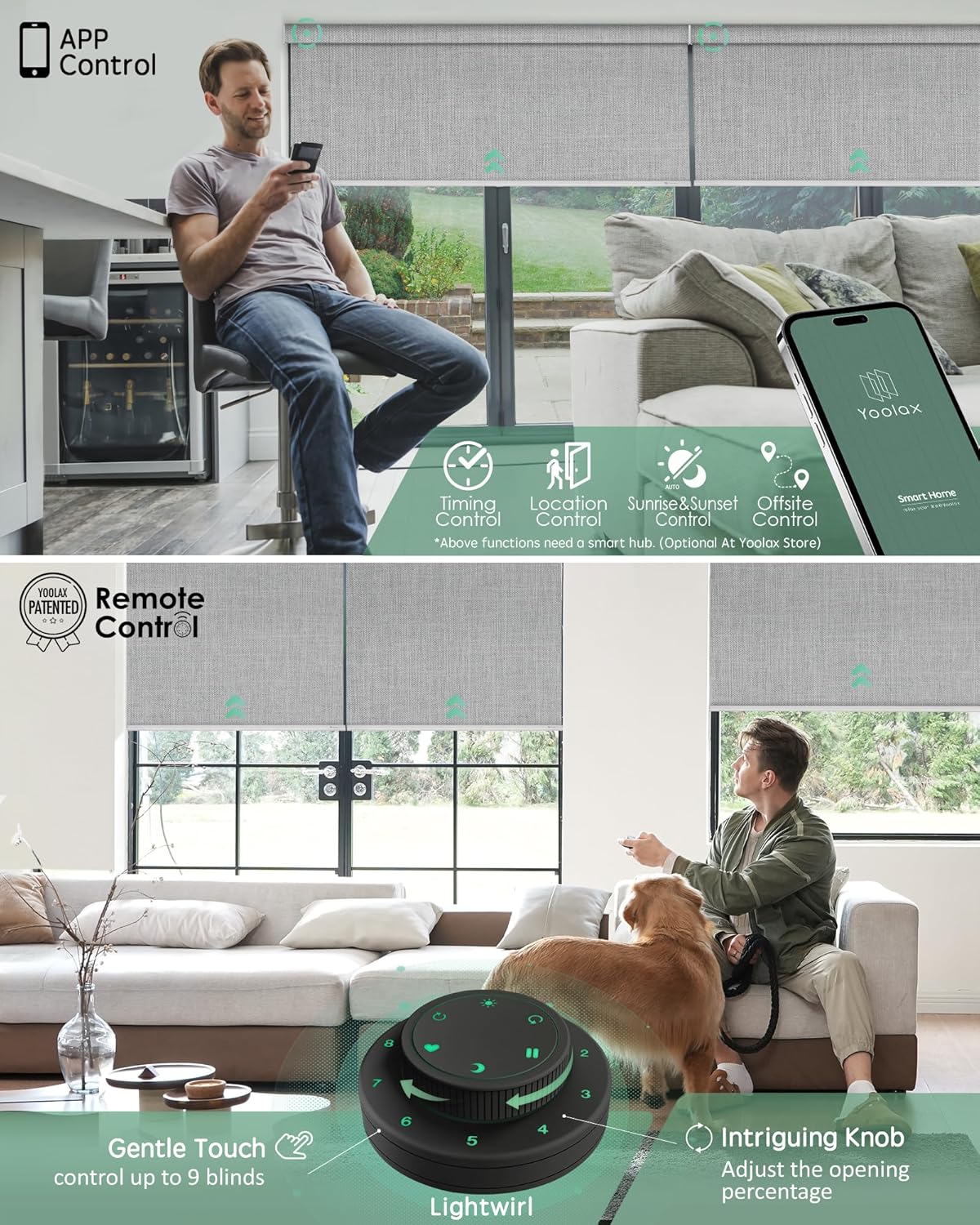 Yoolax Motorized Blinds with Remote, Blackout Smart Blinds Motorized Fabric Roller Shades Compatible with Alexa, Automatic Shades for Windows Custom Size (Light Grey)