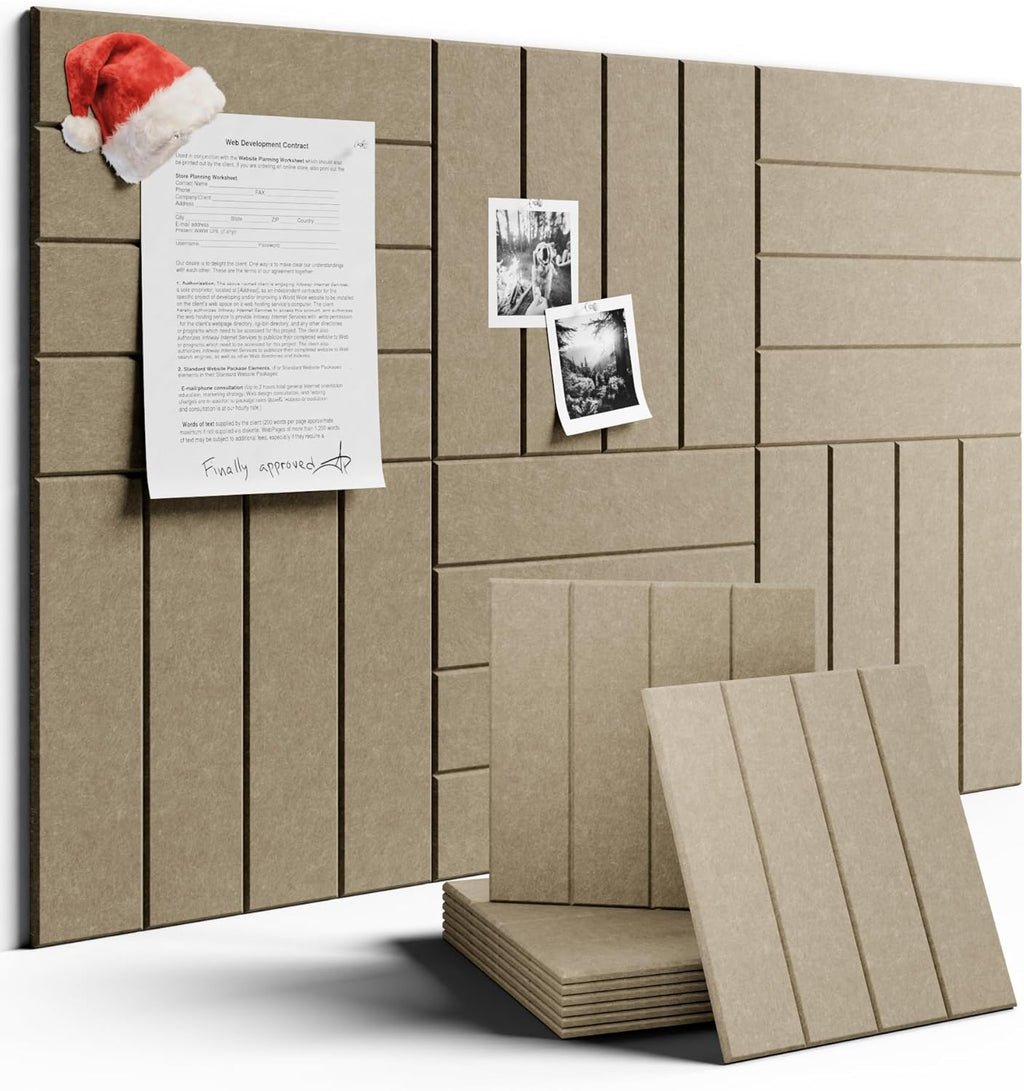 Large Felt Bulletin Board 36"x24" Cork Board Alternative - 6 Pack with 40 Safe Removable Adhesive Tabs, Cork Boards for Walls for Home Office Classroom Pin Board-Earth Brown