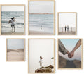 HAUS AND HUES Natural Wood Picture Frames - Set of 6 Frame Sets for Wall Collage, Gallery Wall Frame Set Assorted, Picture Frame Sets for Wall Collage (Two 8x10, Two 11x14, Two 12x16 Beige Frame)