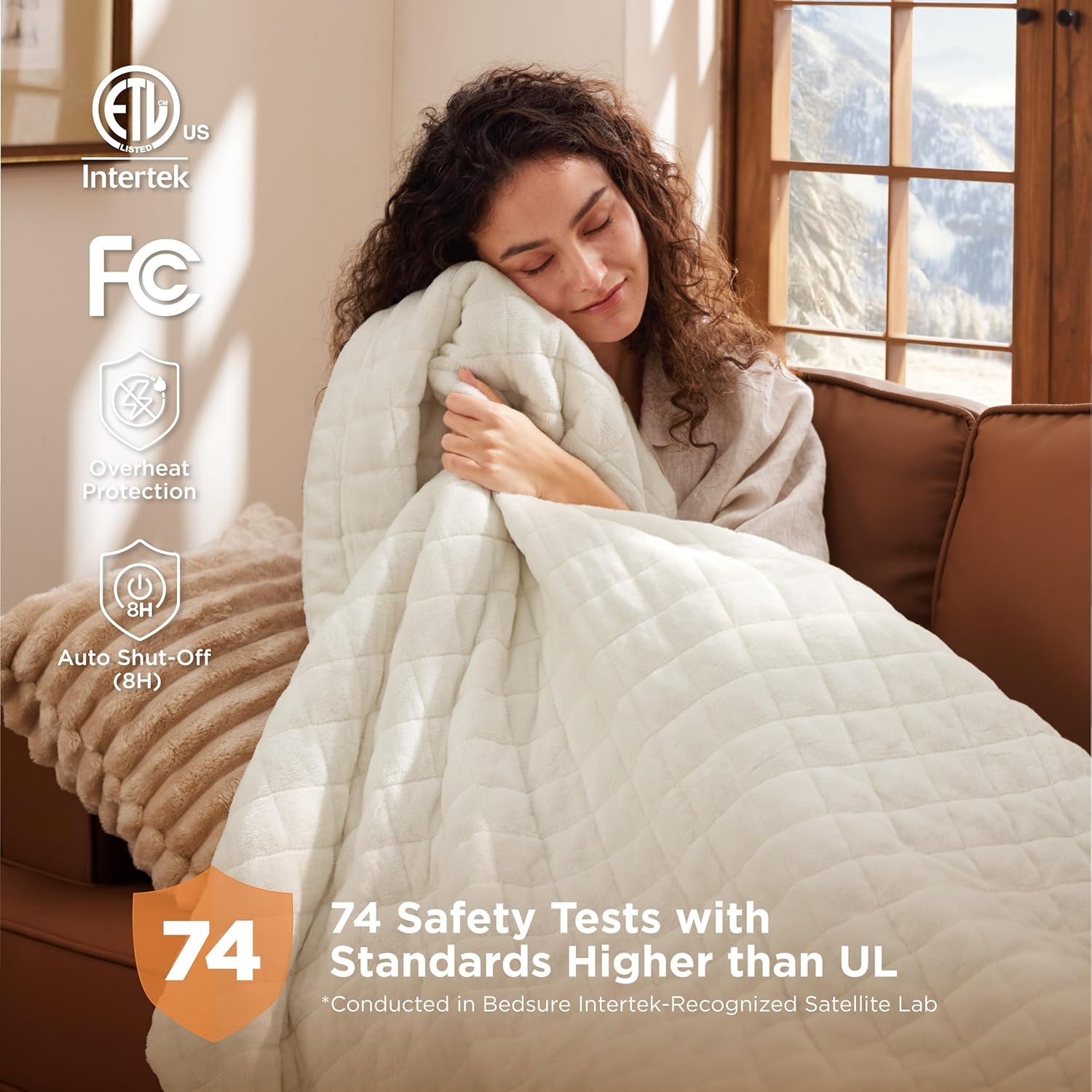 Bedsure Electric Blanket Twin - Quilted Heated Blanket Twin Size, Soft Flannel Thick Heating Blanket with 10 Time Settings & 6 Heat Settings, Warm Gifts for Women Men (62x84 inches, Ivory)