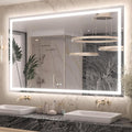 Keonjinn 60" x 40" Lighted Mirror for Bathroom Wall, LED Mirror with Frontlit & Backlit, Large Bathroom Mirror with Lights, Dimmable 3-Color Lights, HD Tempered Glass, UL-Listed LED Driver