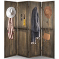 Babion 4 Panel Pegboard Display, Peg Board Room Divider Freestanding Folding Privacy Screens Pegboard Display Stand for Craft Shows (Brown)