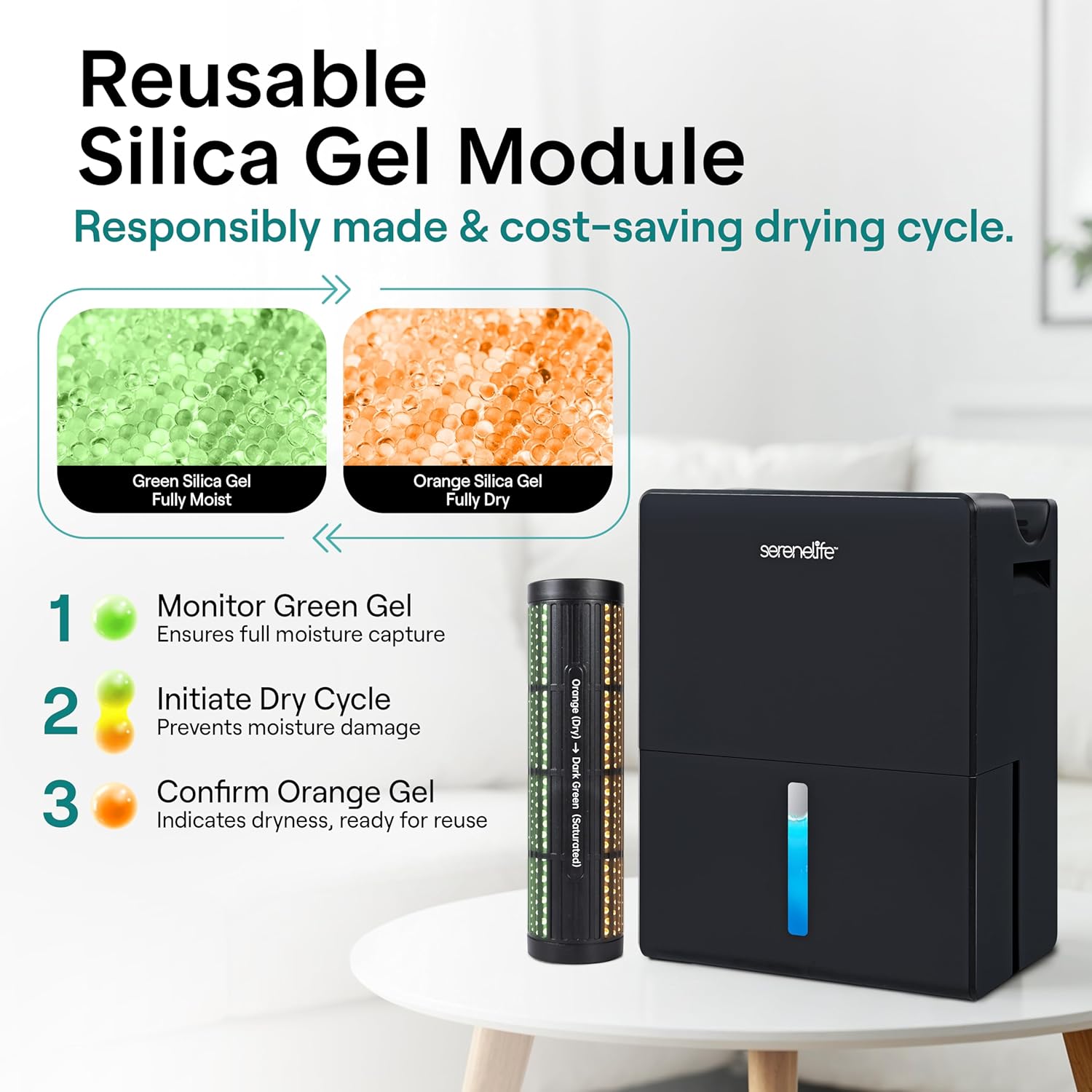 SereneLife Dehumidifiers for Home, 91 Oz Quiet Dehumidifier for Bedroom, Bathroom, Basement with Removable Cylinder For Closet, Timer, Sleep Mode & Smart Humidity Control, Covers 1500 Sq. Ft, Black