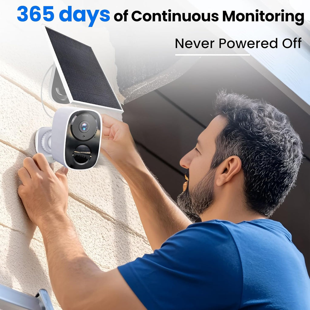 2025 Upgraded 2K Security Cameras Wireless Outdoor with Solar Panels, Free Cloud Storage, AI Motion Detection Spotlight Siren Alarm Outdoor Camera Wireless, 2-Way Talk, IP66 Waterproof