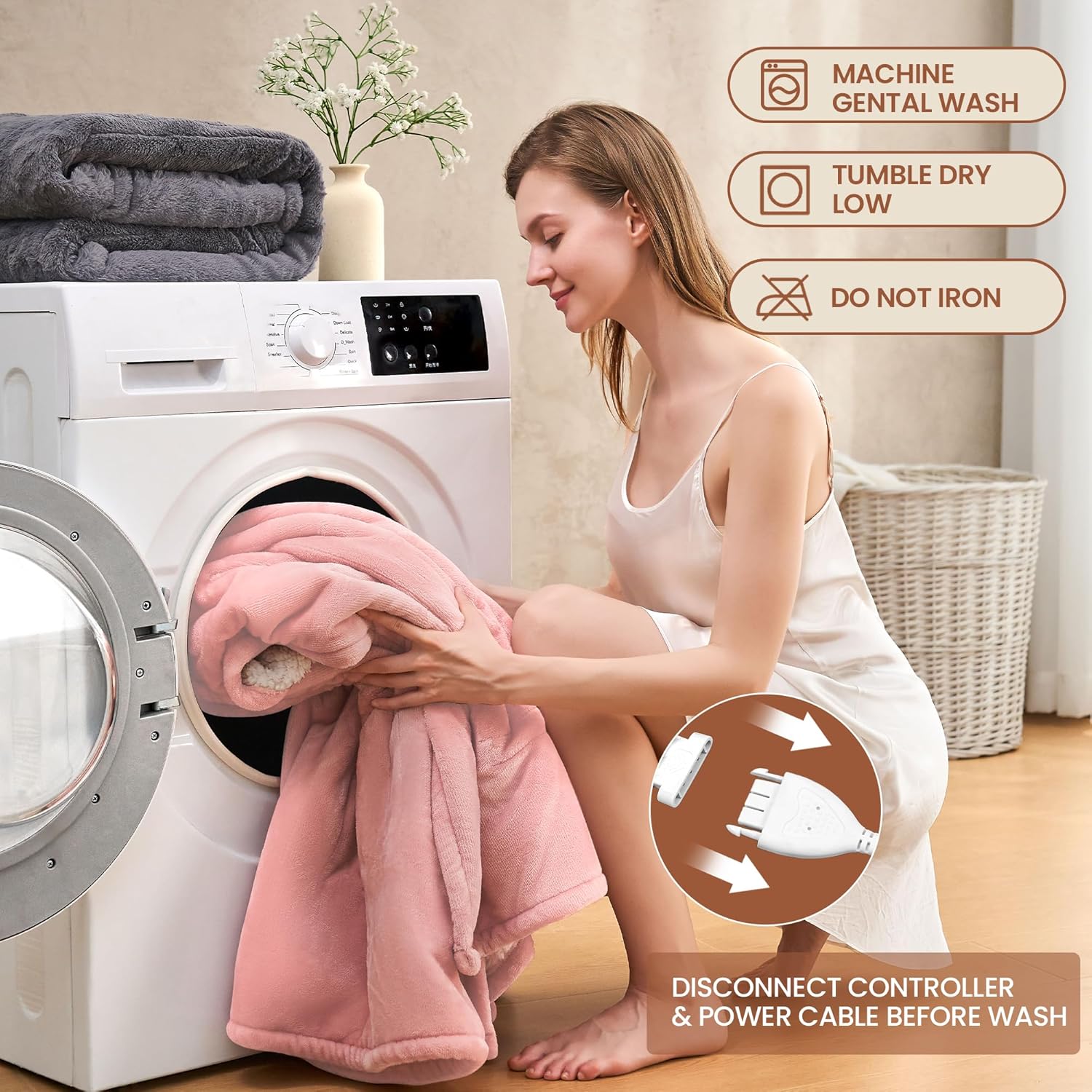 Heated Blanket King 90"×100" - Premium Cosy Soft Electric Blanket with 6 Heating Levels, Dual Control Fast Heating Flannel Sherpa Blanket for Bed & Couch, Auto Shut Off/Machine Washable (Pink)