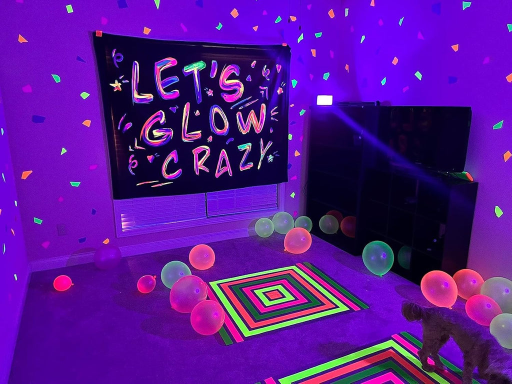 SWRT Neon Gaffer Cloth UV Blacklight Tape for Party Supplies, 5 Rolls Multi-Color UV Fluorescent Glow in The Dark Tape for Party Decoration, Dance Floors, UV Party (0.6 inch x 16.5 feet)