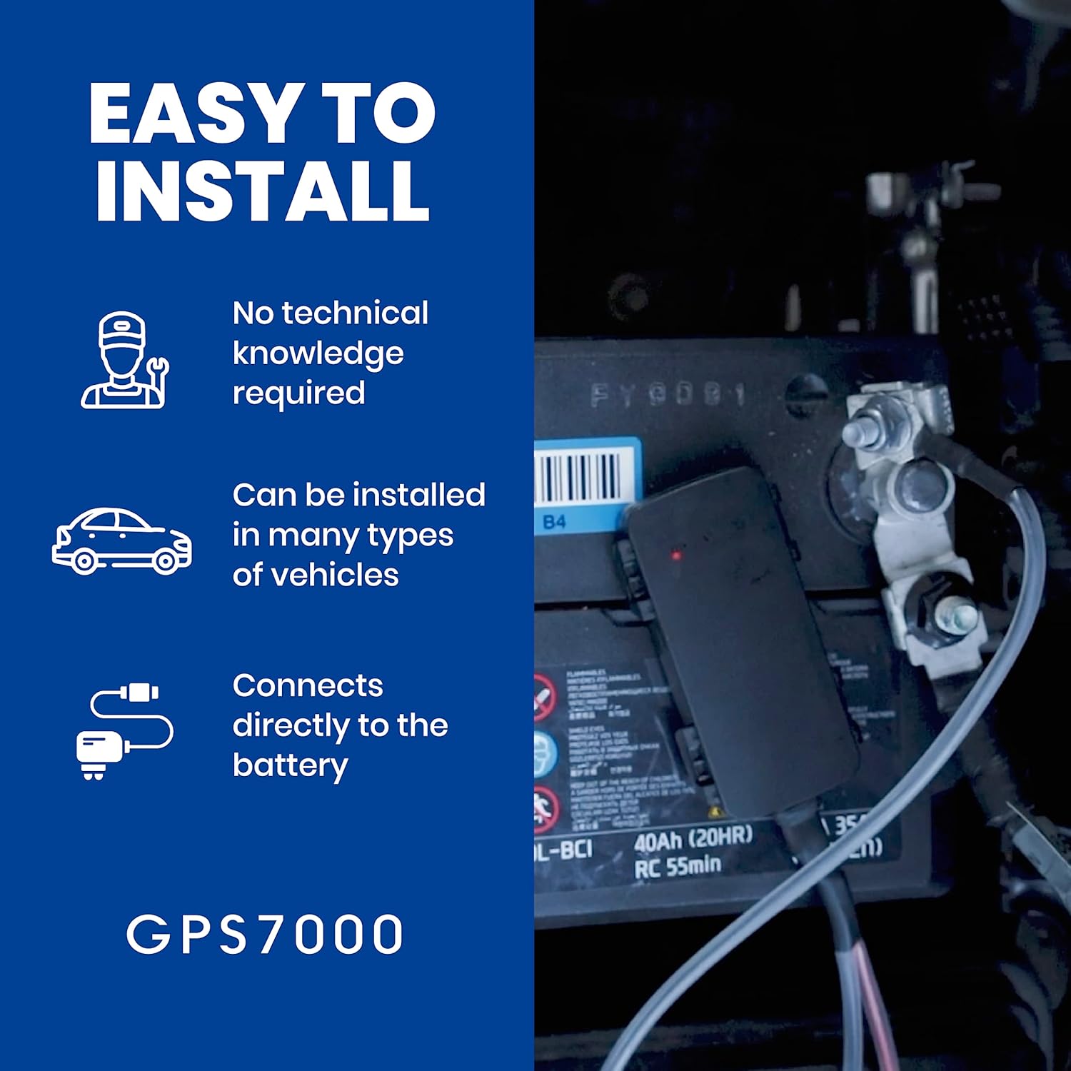 GPS7000 Hidden Vehicle GPS Tracker for Vehicles | 12 Months Service Included | 4G Car GPS Tracker Device | Easy Self-Installation | Real-Time Vehicle Tracking | Optional Renewal, No Mandatory Fees