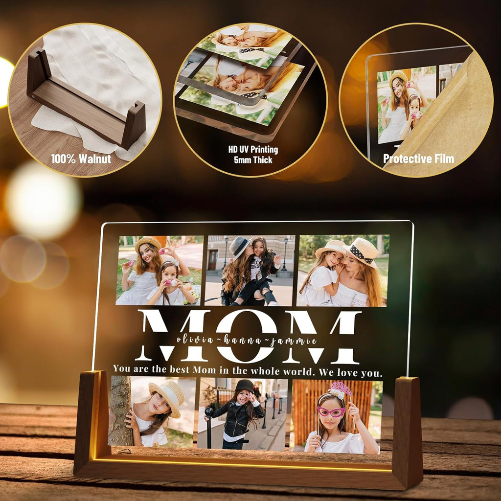 Personalized Mothers Day Picture Frame for Mom, Custom Gifts for Mother's Day from Daughter Son Kids, Customized Photos Gifts for Wife from Husband, Best Mom Ever Gifts