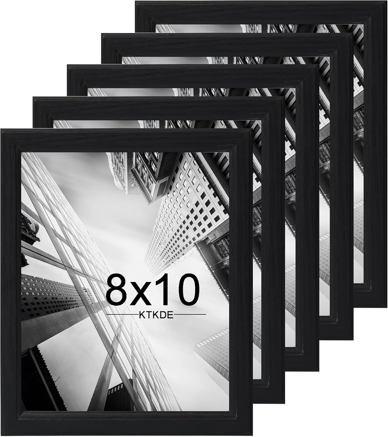 KTKDE 8x10 Picture Frame Set of 5, Wooden frames Black, Vertical & Horizontal Wall Hanging for Wall or Tapletop Display,Studio Gallery Photo Frame for Photos, Posters & Art Prints