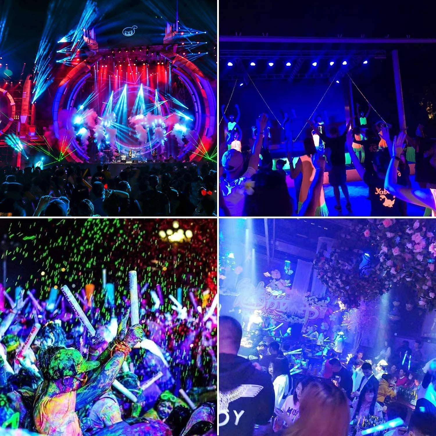2 Pack 500W LED Black Lights,Outdoor Flood Blacklight Light with Plug, IP66 Waterproof 395nm to 410nm forGlow in The Dark, Dance Party, Stage Lighting, Body Paint, Fluorescent Poster, Neon Glow