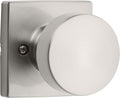 Kwikset Pismo Dummy Door Knob, Single Sided Handle for Closets, French Double Doors, and Pantry, Satin Nickel Non-Turning Interior Push/Pull Door Knob, with Microban Protection