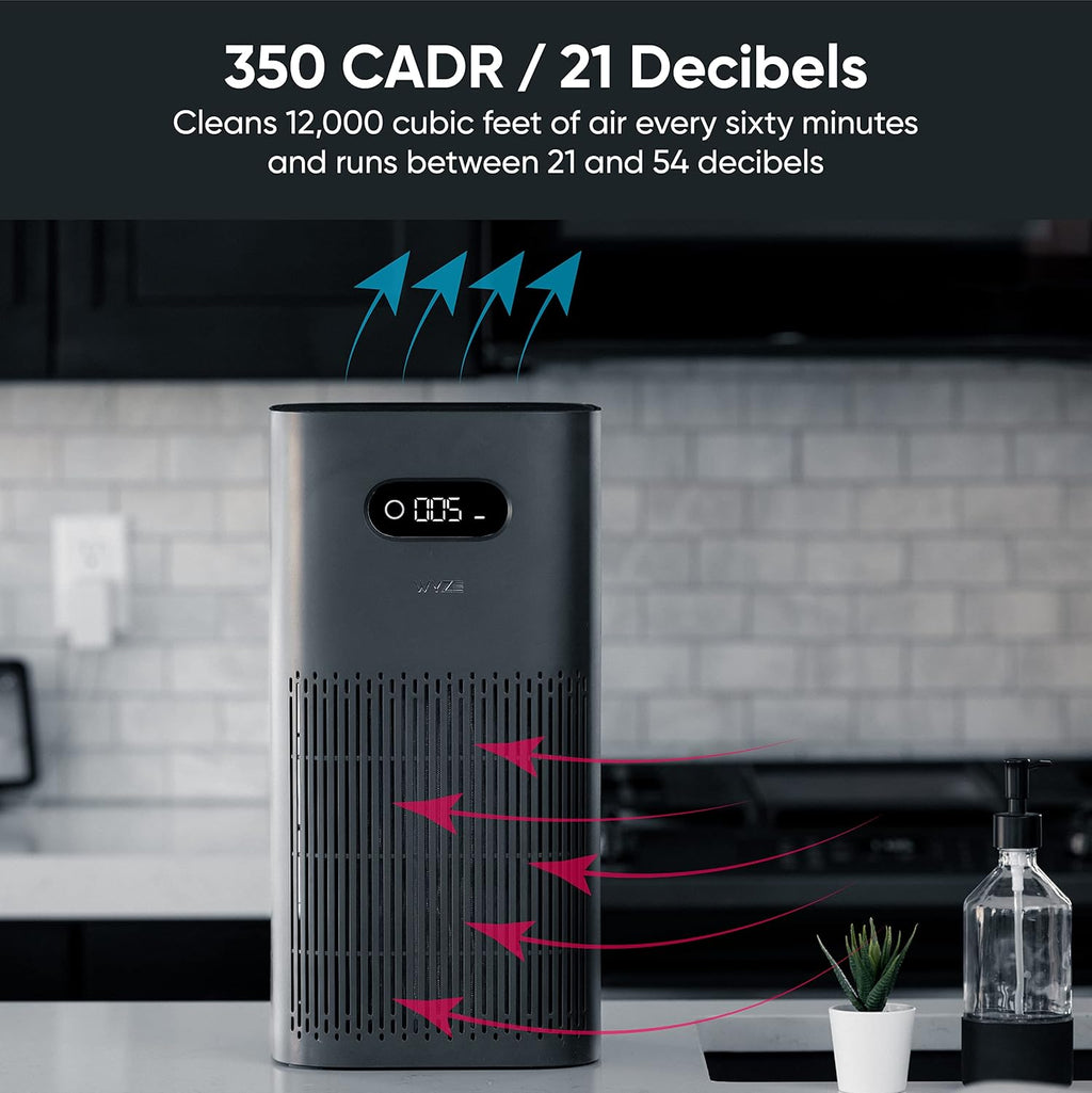 Wyze Air Purifier with Wildfire Filter (Special), for Living Room, Kitchen, HEPA 13, 21db Quiet, with Sleep Mode, Air Cleaner for Smoke, Pollen, Dander, Hair, 550 sq ft, Smart WiFi Alexa Google, Black