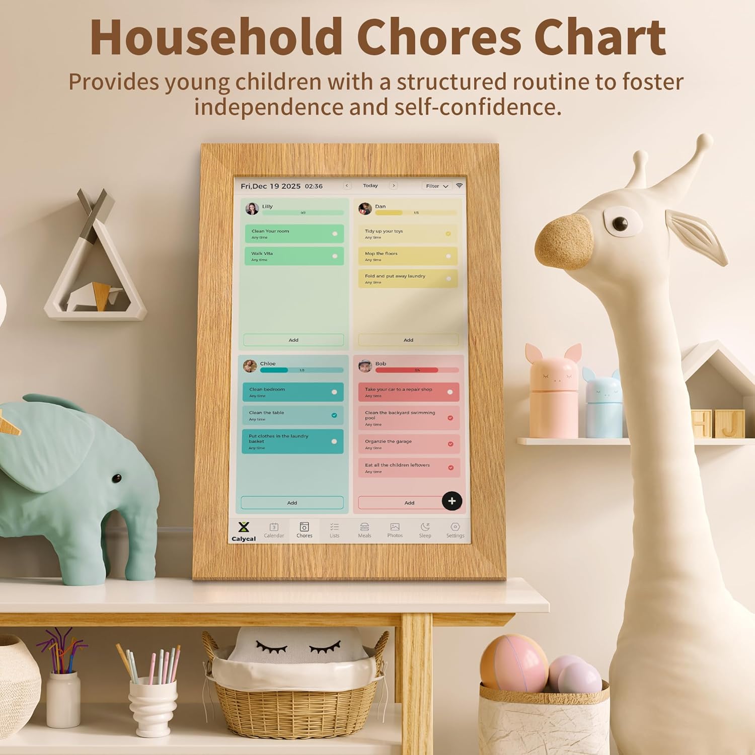 Calycal 10.1" Wall Planner Digital Calendar - Schedule Management, Chore Chart, Meal Planner, To Do List, and Digital Photo Frame,Smart Touchscreen Interactive Display, Perfectly Matches Home Decor
