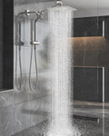 Veken Brushed Nickel Shower Head, 10'' All Metal Rain Shower Heads with Handheld Spray Combo, Hand Held Bathroom Combo with Extension Arm, Dual shower with Power Wash, Adjustable Rainfall Showerhead
