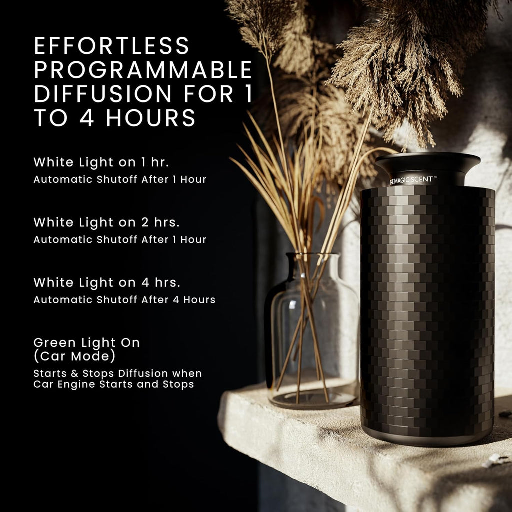The Magic Scent Mini USB Car Diffuser - Waterless Scent Machine for Home & On-The-Go - Intensity Control & Timer - Waterless Oil Diffuser - Rechargeable Car Air Freshener Diffuser up to 400 sq. ft.