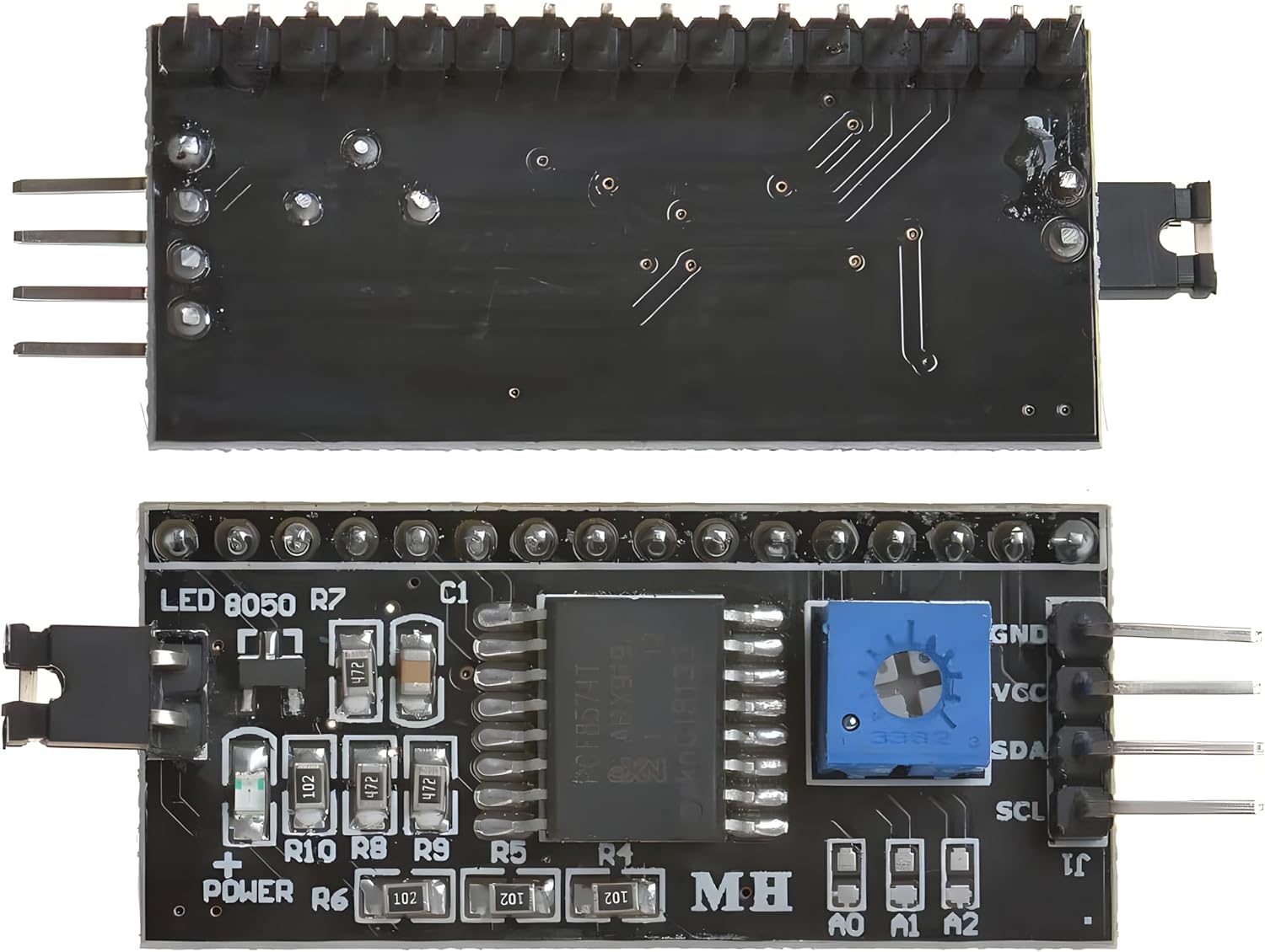 5Pcs PCF8574T I2C IIC Expansion Board Converter Module, Support LCD1602 LCD2004 Blue Backlight LCD Display Adapter Plate, with Integrated Circuits, for Arduino Robot UNO R3 MEGA DIY