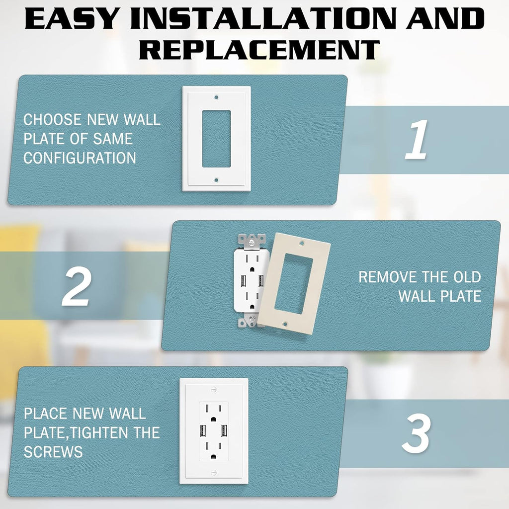 1-Gang Modern Edge Decorative Wall Plate Cover Switch Outlet Single Decorator Electrical Faceplate for Light Switches, Smart Switch, GFCI, Dimmers, Receptacle, USB Outlet (10 Pack, Single Decorator)