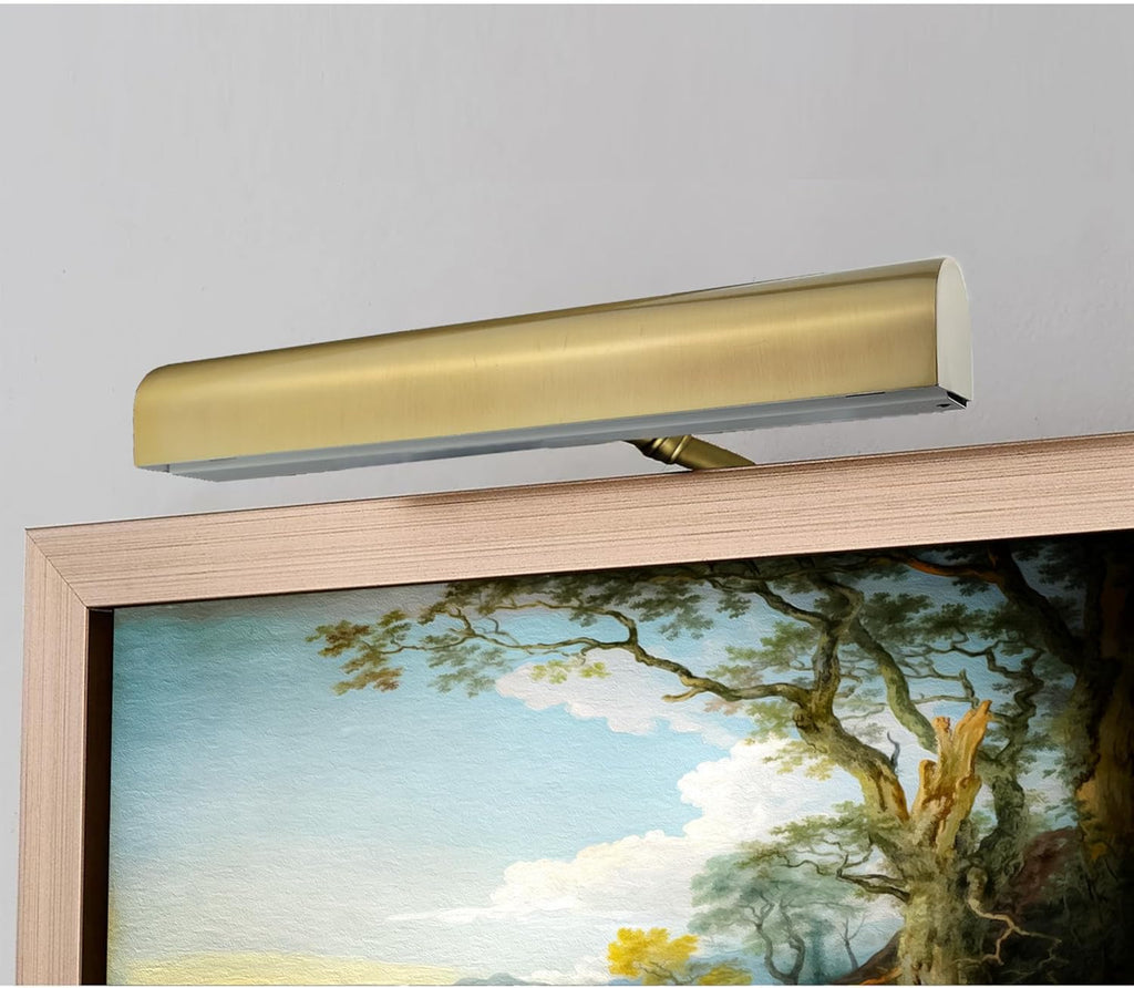 Royal Designs, Inc. Cordless Remote Control LED Picture Light, Dimmable with Timer Function, Brushed Satin Brass, 14.75 Inches, 2 Pack