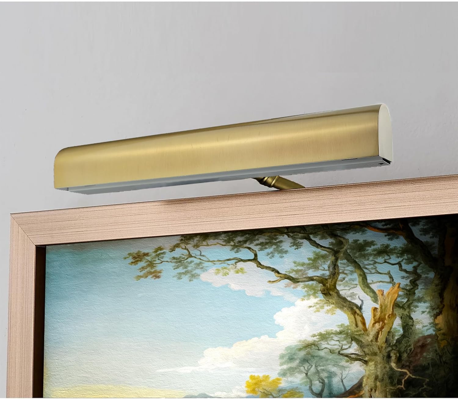 Royal Designs, Inc. Cordless Remote Control LED Picture Light, Dimmable with Timer Function, Brushed Satin Brass, 14.75 Inches, 2 Pack