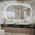 51" x 27" Oval LED Mirror for Bathroom, Backlit Vanity Mirror with Lights, Frameless Smart Wall Mirror, 3 Colors Stepless Dimmable, Anti-Fog, Shatterproof, Memory, CRI95+(Horizontal/Vertical)