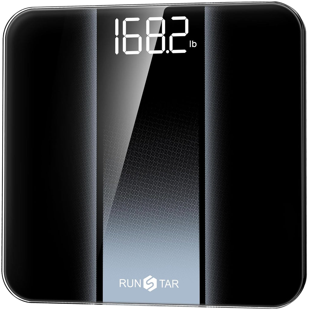 RunStar Digital Bathroom Scale for Body Weight with High Precision, Clear LED Backlight Display, Accurate Scale with 6mm Tempered Glass, 400lb, Silver
