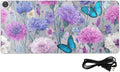 Heated Desk Pad Mouse Pad 31.5x13 Inch PU Leather Desk Mat with 3 Heat Levels Large Mouse Gaming Computer Laptop Mat Grey Pink Corflower Butterfly