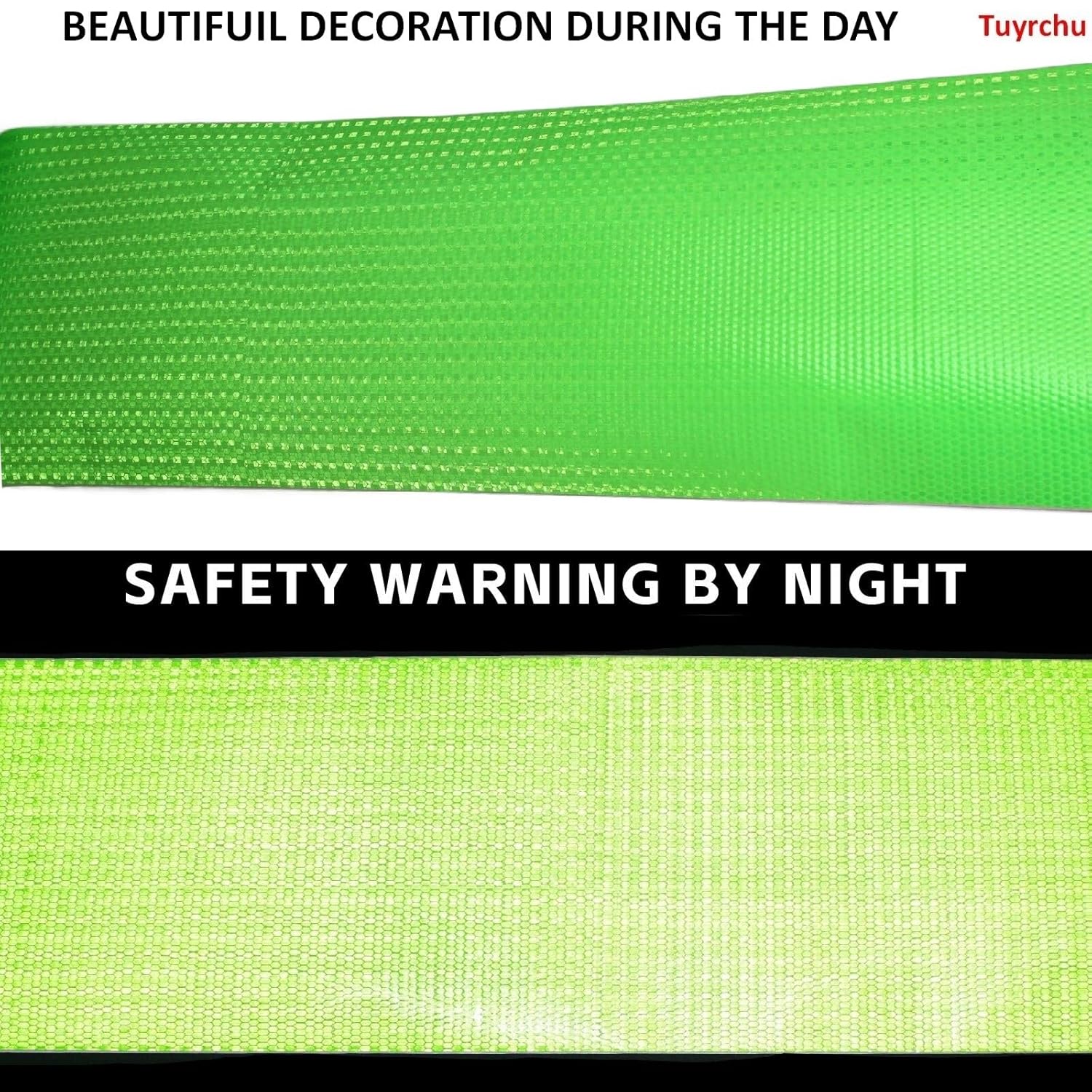 Reflective Tape Green 10 inch, Outdoor Waterproof High Visibility Warning Industrial Marking Tape, Safety Stickers (11 feet)