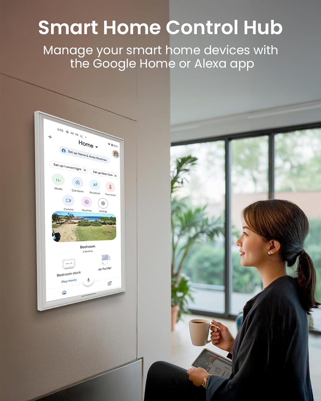 32 Inch Digital Planner Wall Planner Touch Screen Chore Chart Syncs All Android Tablet Apps To Do List Notepad Electronic Smart Calendar Digital for Family Meal Planner Support Via App Store Wall Mount White (White, 32 Inch)