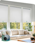 Yoolax Motorized Blinds with Remote, Blackout Smart Blinds for Windows Motorized Roller Shades, Automatic Window Shades Compatible with Alexa Custom Size (Blackout-Pure White)