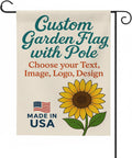 Custom Garden Flag with Pole Stand by BCB – Personalized Outdoor Garden Flags | Double-Sided Yard Flag with Stand | Decorative Seasonal Garden Flag Holder Set – 12”x18” | Made in USA