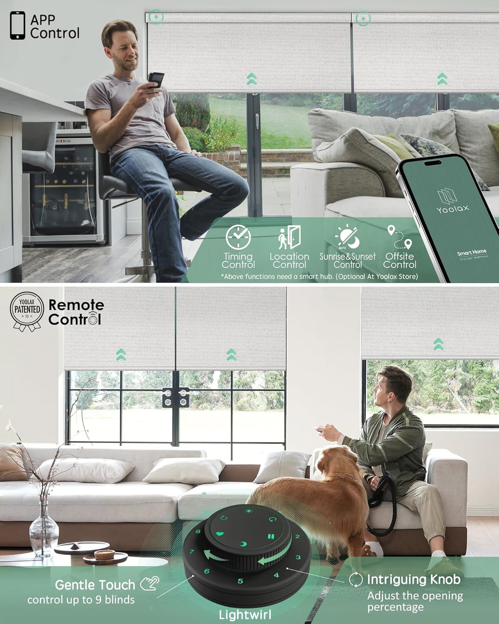 Yoolax Motorized Blinds with Remote, Smart Blinds for Windows Blackout Automatic Shades Work with Alexa Remote Control Roller Window Shades with Valance, Custom Size (Fabric-Greyish White)