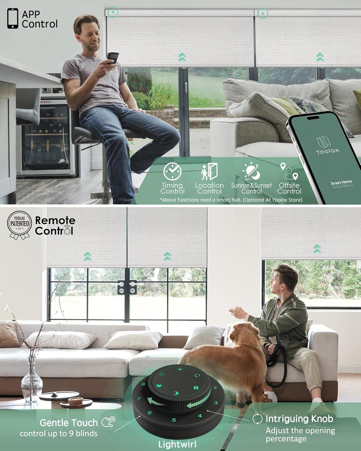 Yoolax Motorized Blinds with Remote, Smart Blinds for Windows Blackout Automatic Shades Work with Alexa Remote Control Roller Window Shades with Valance, Custom Size (Fabric-Greyish White)