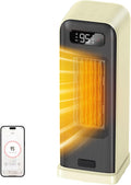 Space Heaters for Indoor Use, Smart Portable Electric Heater with Thermostat, WiFi and Voice Control, 12H Timer, 4 Modes, 36dB 1500W PTC Ceramic Safety Heat for Office Bedroom Home 1Pack Beige