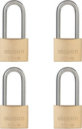 Weatherproof Padlock with Stainless Steel 304 Long Shackle and Solid Brass Body, 1-9/16 in. Wide, 4 Padlocks Keyed Alike, Marine Grade Rustproof Lock for Outdoors Use YNBSP440