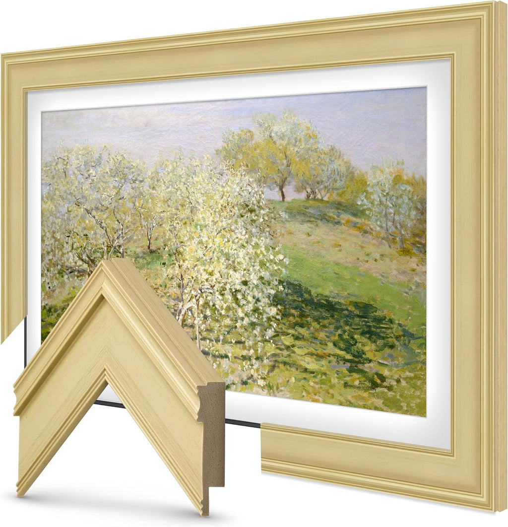 Antique White 32" Premiere Deco TV Frame - Compatible ONLY with Samsung The Frame TVs (Fits 2021-2025, LS03A, LS03B, LS03C, LS03D, LS03FA)