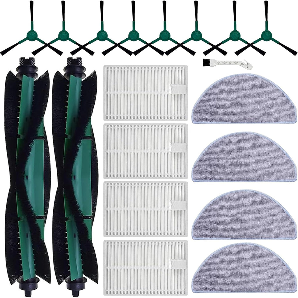 19 Pcs Replacement Parts for iRobot Roomba Combo Essential Q0120 Y0140 Q0520 Y0110 Y0120 Y0142 Q011 Robot Vacuum Cleaner Accessories，2 Roller Brushes，4 Filters，4 Mop pads，8 Side Brushes