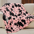 Cow Print Heated Electric Blanket Twin Size,62X84 Light Pink Heating Blanket with 10 Heats Levels & 8 Hours Auto Off,Highland Cow Fleece Sherpa Blankets Warmer Gifts for Women Adults,Washable