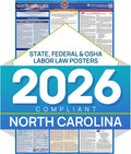 North Carolina 2026 Labor Law Poster – State & Federal Compliance – OSHA, EEOC, FMLA, Minimum Wage – Durable, Laminated & Waterproof Workplace Employment Poster – Made in USA – 26” x 39.5”